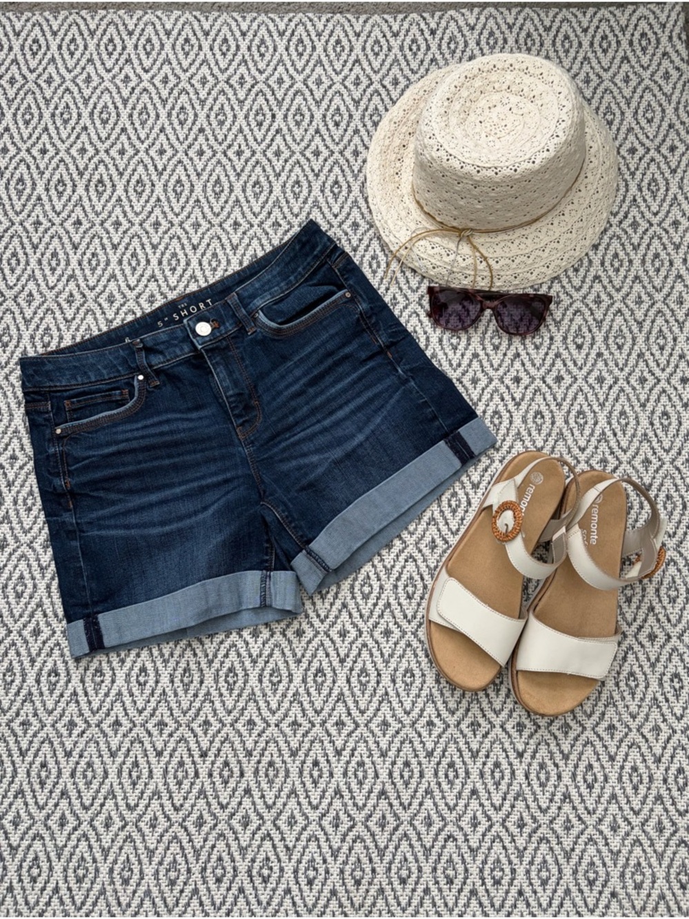 White House Black Market Dark Blue Denim Cuffed Jean Shorts